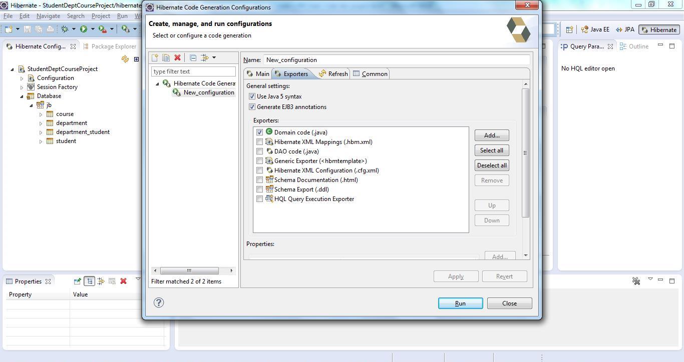 Reverse Code Generation of Hibernate/JPA POJO Entities Step 12